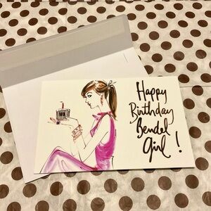 HENRI BENDEL Happy Birthday Card with Pink Bendel Girl Illustration 🎉🎂🎁💖